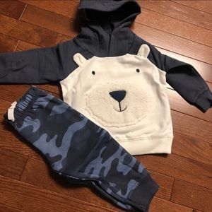 Carters baby boy fleece bear and camo hoodie set